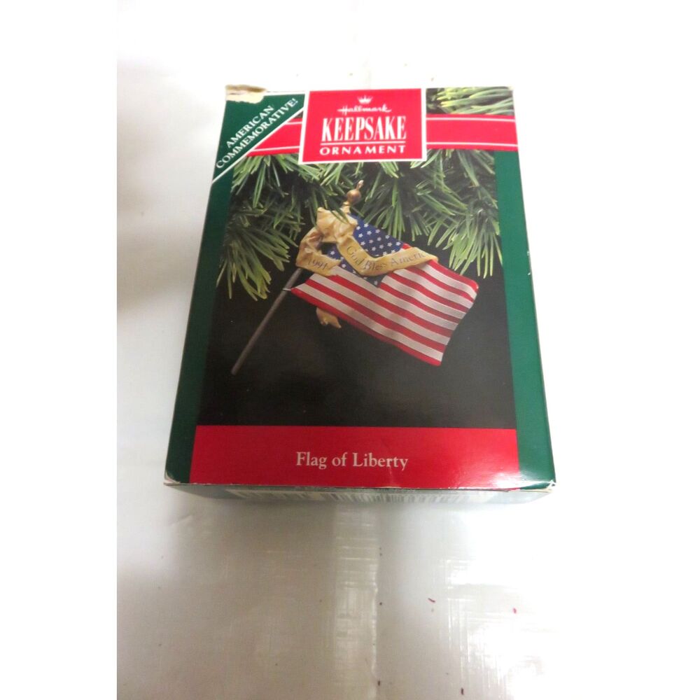 Hallmark Flag of Liberty Keepsake Ornament God Bless America 1991 Patriotic